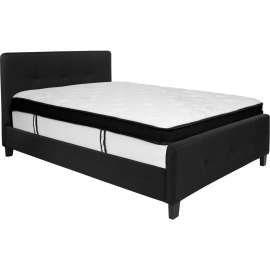 Flash Furniture Tribeca Tufted Upholstered Platform Bed, Black, With Memory Foam Mattress, Full