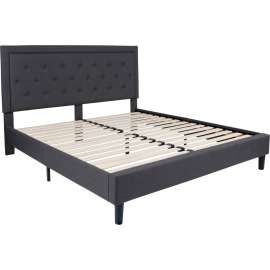 Flash Furniture Roxbury Tufted Upholstered Platform Bed in Dark Gray, King Size