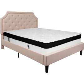 Flash Furniture Brighton Tufted Upholstered Platform Bed, Beige, With Memory Foam Mattress, Queen