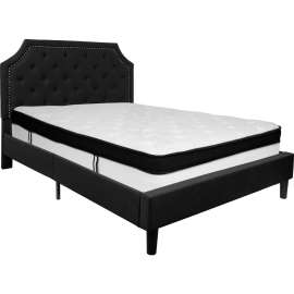 Flash Furniture Brighton Tufted Upholstered Platform Bed, Black, With Memory Foam Mattress, Queen
