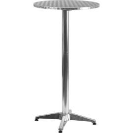 Flash Furniture 23-1/4" Round Aluminum Indoor/Outdoor Bar Height Table W/Pedestal Base, Silver