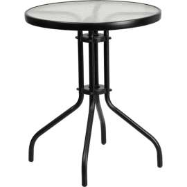 Flash Furniture 23.75" Round Tempered Glass Metal Table