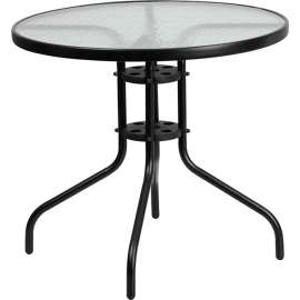 Flash Furniture 31.5" Round Tempered Glass Metal Table