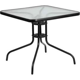 Flash Furniture 31.5" Square Tempered Glass Metal Table