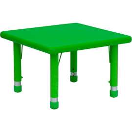 Flash Furniture 24'' Square Height Adjustable Activity Table - Plastic - Green