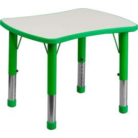Flash Furniture Rectangle Plastic Height Adjustable Activity Table - Green with Gray Top