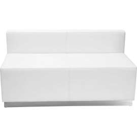 Flash Furniture Armless Modular Loveseat - Leather - White - Hercules Alon Series