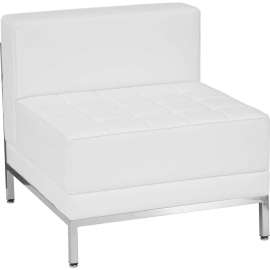 Flash Furniture Modular Middle Lounge Chair - Leather - Melrose White - Hercules Imagination Series