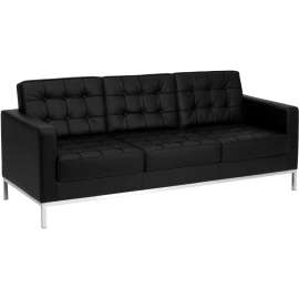 Contemporary Modular Lounge Sofa - Leather - Black - Hercules Lacey Series