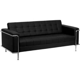 Contemporary Modular Lounge Sofa - Leather - Black - Hercules Lesley Series
