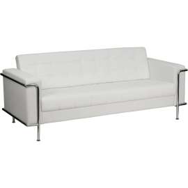 Contemporary Melrose White Leather Sofa with Encasing Frame - Hercules Lesley Series