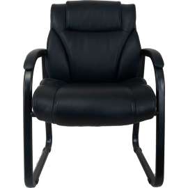 Interion Antimicrobial Bonded Leather Guest Chair, Black