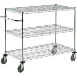 Nexel Chrome ESD Adjustable Shelf Cart w/3 Shelves & Poly Casters, 30"L x 18"W x 40"H