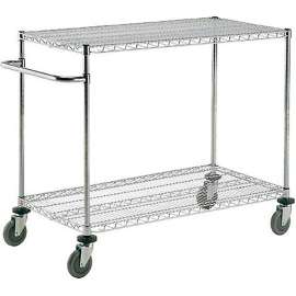 Nexel Chrome ESD Adjustable Shelf Cart w/2 Shelves & Poly Casters, 36"L x 18"W x 40"H