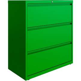 Hirsh Industries HL10000 Series Lateral File 36 Wide 3-Drawer - Screamin' Green