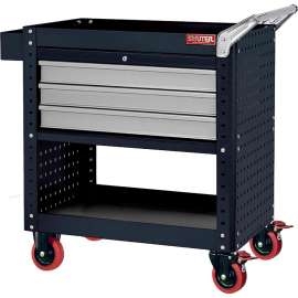 Shuter Steel Utility Cart, w/3 Higher Drawers, 800 lb. Cap, 34-3/8"L x 19-2/3"W x 34-2/3"H