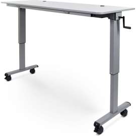 Luxor Adjustable Height Flip Top Table w/ Crank Handle - 72" - Gray