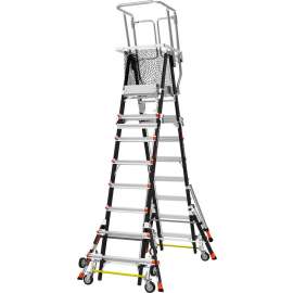 Little Giant Fiberglass Aerial Safety Cage Ladder, 8-14' Type 1AA - 18515-817