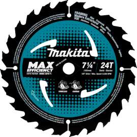 Makita Carbide-Tipped Max Effcy Ultra-Thin Kerf Circular Saw Blade, Framing, 7-1/4"Dia, 24 TPI