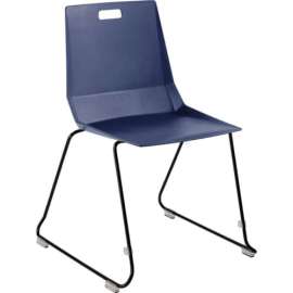NPS - LuvraFlex Series Blue Plastic Stack Chair with Black Frame