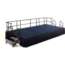 NPS - Blue Carpet 16'L x 8'W x 24"H Stage Packadge with Box Pleat Black Skirting