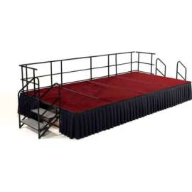 NPS - Red Carpet 16'L x 8'W x 24"H Stage Packadge with Box Pleat Black Skirting