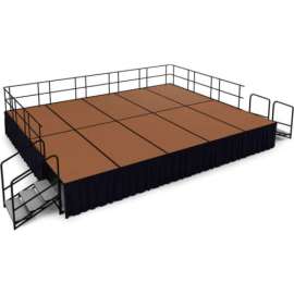 NPS - Brown Hardboard 20'L x 16'W x 32"H Stage Packadge with Shirred Pleat Black Skirting