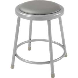 Interion 18"H Steel Work Stool with Vinyl Seat - Backless - Gray - Pack of 2