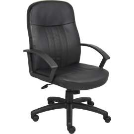 Interion Executive Office Chair With High Back & Fixed Arms, Synthetic Leather, Black