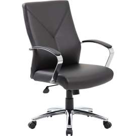 Boss Executive Chair with Arms - Leather - Mid Back - Black