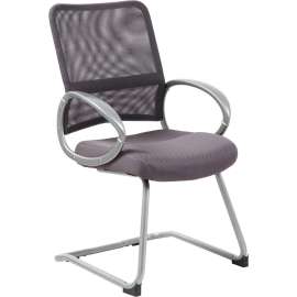 Boss Mesh Back Guest Chair with Arms - Fabric - Mid Back - Charcoal