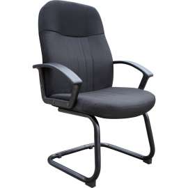 Boss Reception Guest Chair with Arms - Fabric - Mid Back - Black