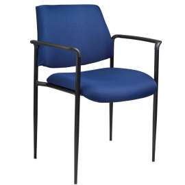 Boss Stacking Guest Chair with Arms - Fabric - Mid Back - Blue