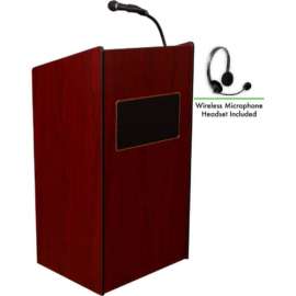 NPS - Aristocrat Series Mahogany Wood Oklahoma Sound™ Lectern with Headset Wireless Microphone