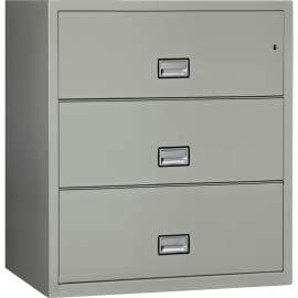 Phoenix Safe Lateral 38" 3-Drawer Fire and Water Resistant File Cabinet, Light Gray - LAT3W38LG