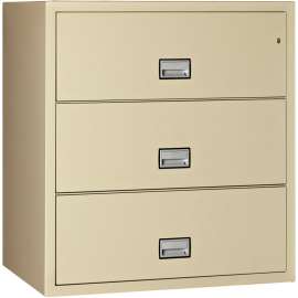 Phoenix Safe Lateral 44" 3-Drawer Fire and Water Resistant File Cabinet, Putty - LAT3W44P