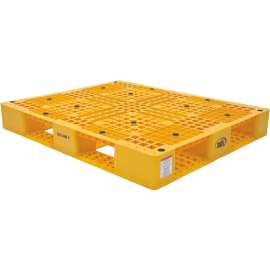 Stackable Open Deck Pallet, Plastic, 4-Way Entry, 47-3/8" x 39-1/2", 6600 Lb Stat Cap, Yellow