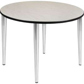Regency Kahlo 48" Round Multipurpose Breakroom Tapered Leg Table, Maple/ Chrome