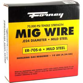 Forney ER70S-6 Mild Steel Solid MIG Welding Wire - .024" - 10 LBS. Spool