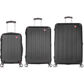 DUKAP Intely 3-Piece Smart Hardside Luggage Set 20"/28"/32" - USB & Integrated Weight Scale - Black