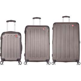 DUKAP Intely 3-Piece Smart Hardside Luggage Set 20"/28"/32" - USB & Integrated Weight Scale - Gray