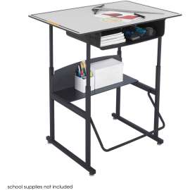AlphaBetter Desk, 36 x 24 Premium Top, with Book Box - Gray & Black