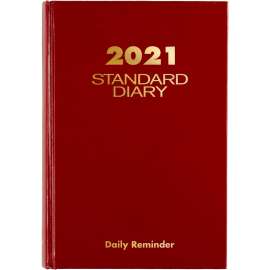 Daily Reminder Business Diary, Jan-Dec, 1PPD, 5-3/4"x8-1/4", Red
