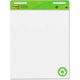 Post-it Recycled Self-Stick Easel Pad - 30 Sheet - 25" x 30" - White Paper Black Cover