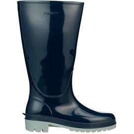 Profile Trim Fit Knee Boot, Women's Size 6, 14"H, PVC, Plain Toe, Cleated Outsole, Navy Blue