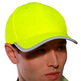 Job Sight Enhanced Visibility Baseball Hat, Polyester, Fluorescent Yellow-Green