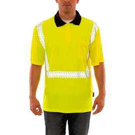 Job Sight Class 2 Polo Pullover Hi Visibility Shirt, Lime, Polyester, XL