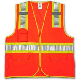Tingley V73859 Job Sight Class 2 Surveyor Style Vest, Fluorescent Orange, 2XL/3XL