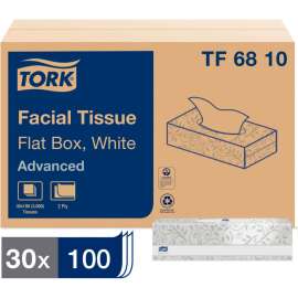 Tork Advanced Extra Soft, 2-Ply Facial Tissue, White, 100/Box, 30/Case - TF6810