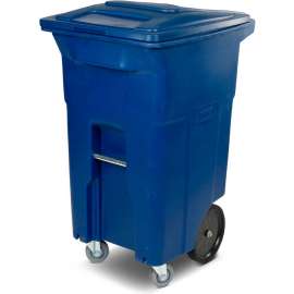 Toter Heavy Duty Two-Wheel Trash Cart w/Casters, 64 Gallon Recycling Blue - ACC64-00BLU